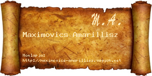 Maximovics Amarillisz névjegykártya